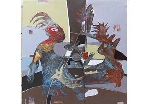 Two in Love | Rehab Bitar | 100 x 100 cm | Acrylic and charcoal on canvas | Europe's art