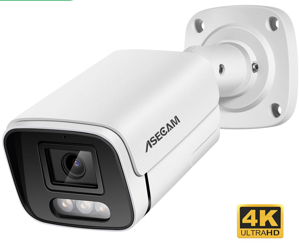 Nova Câmera IP Externa 4K 8 MP com Áudio, PoE, H.265, ONVIF e Estrutura Metálica