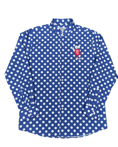 THE INDIVIDUAL" polka dot button up BLUE | FIVE FOLDS CLOHTING THE INDIVIDUAL" polka dot button up BLUE | FIVE FOLDS CLOHTING