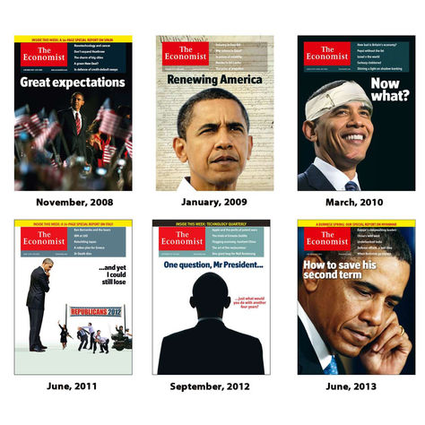 The Arc of Obama's Presidency Through <em>Economist</em> Covers