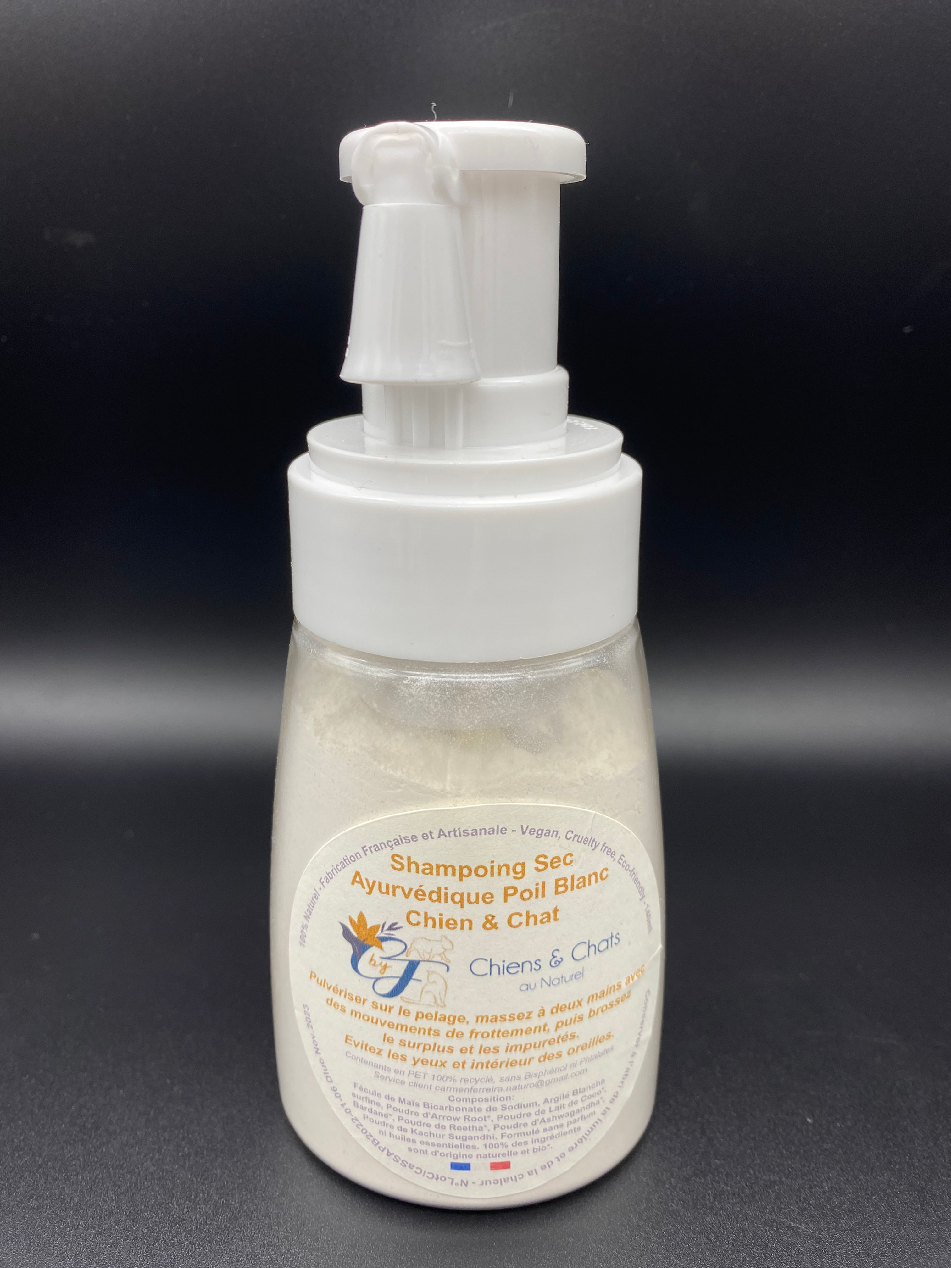 Shampoing Sec Ayurvédique Poil Blanc Chien et Chat