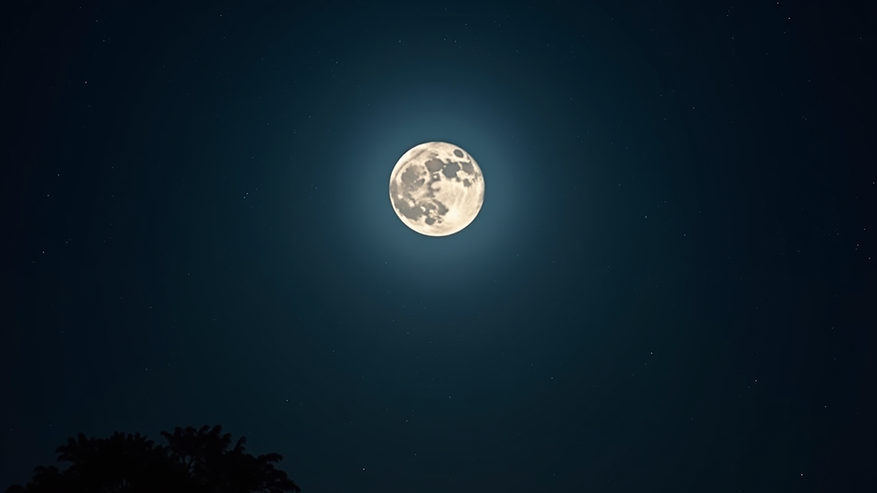 Eye-level view of a serene night sky with a full moon