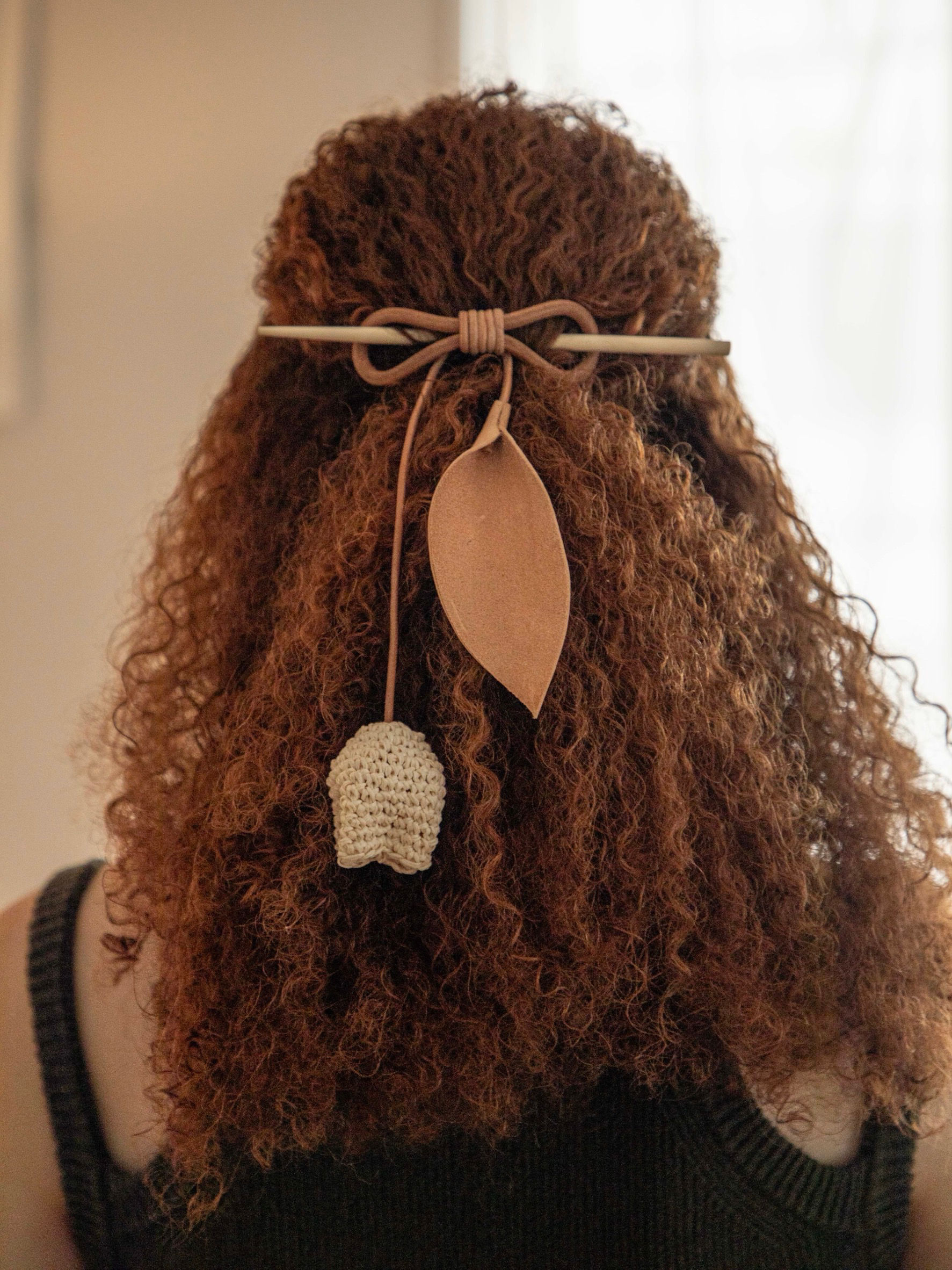 crocheted tulip stick barrette