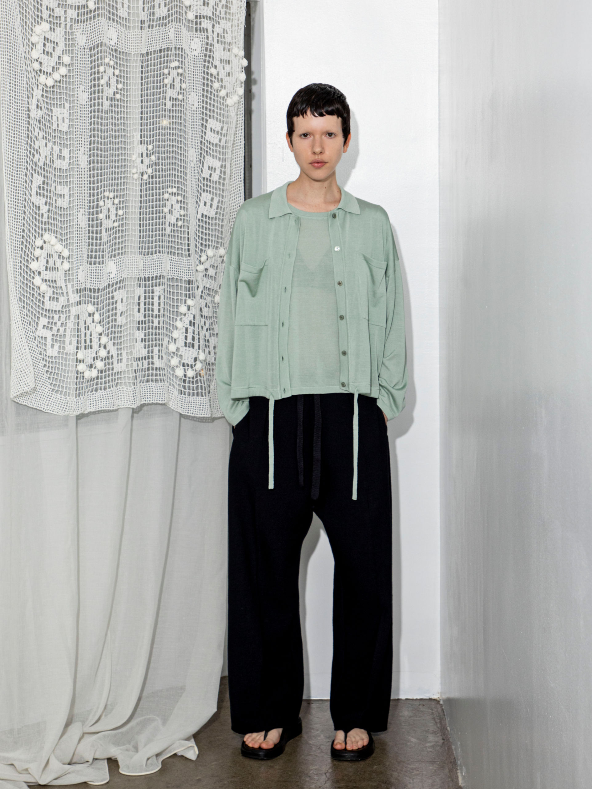 washable silk knit shirt CD