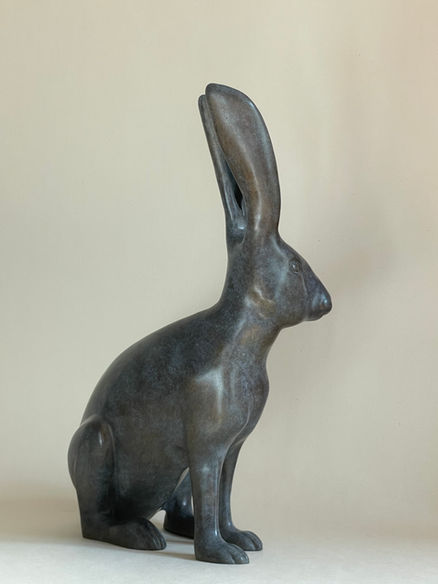 lièvre chasse lapin animal sculpture bronze animalier