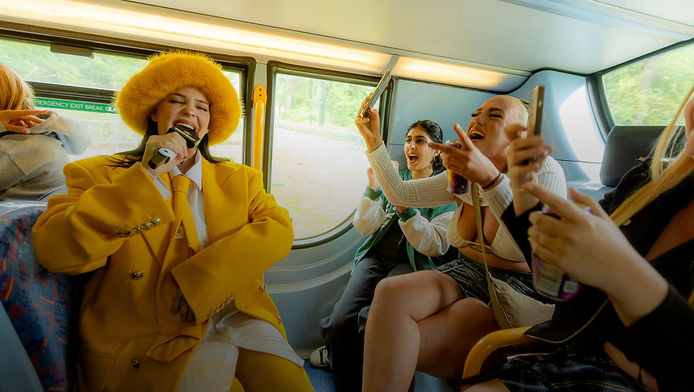 Anne Marie performs on a bus for Rockstar Energy