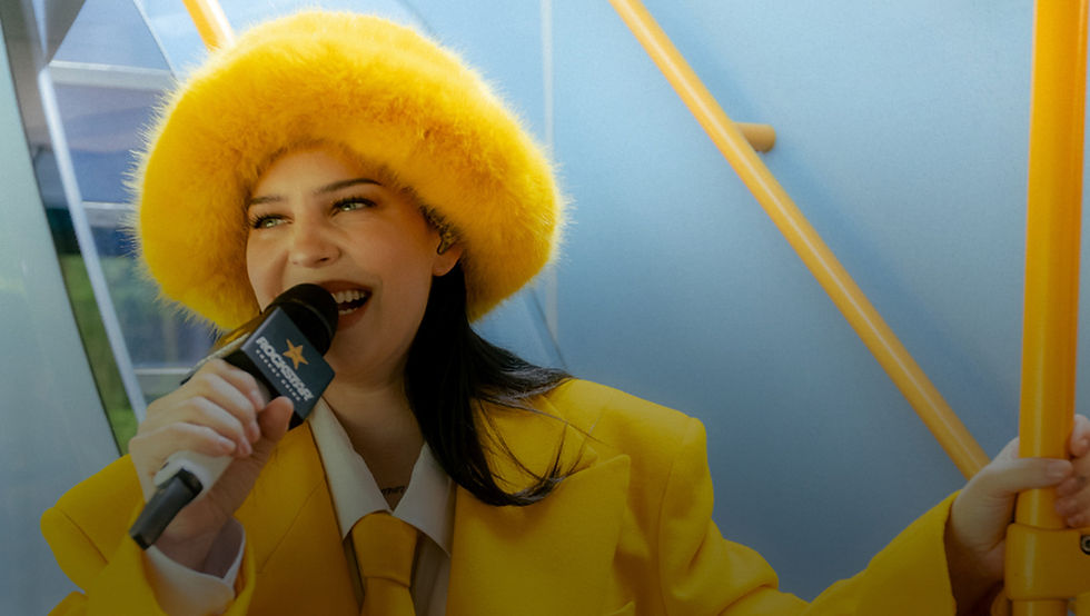 Anne Marie performs on a bus for Rockstar Energy