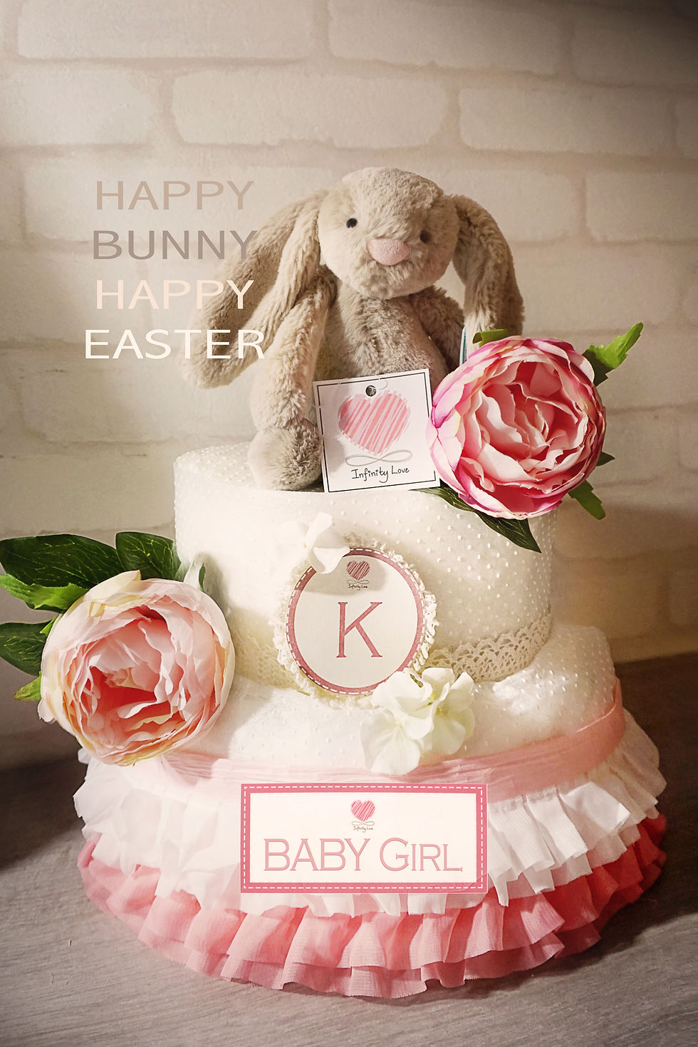 Beige Bunny Diaper Cake