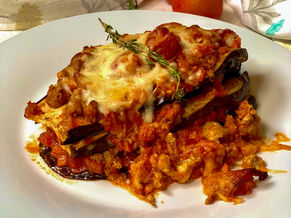 Lasagna de berenjenas con bolognesa de pavo