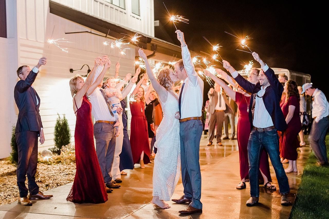 bride and groom send off