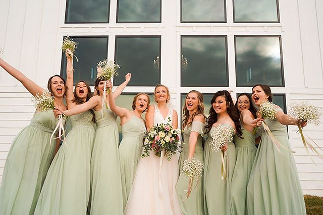 bridesmaids celebrate