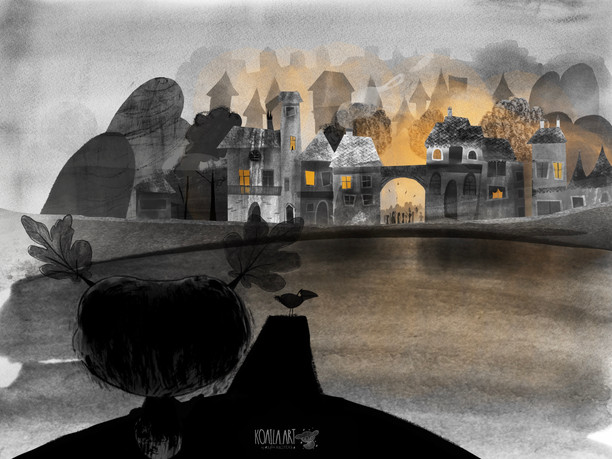 Approaching the willage monster illustration