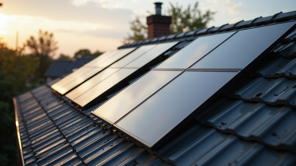 High angle view of solar panels installed on a residential roof