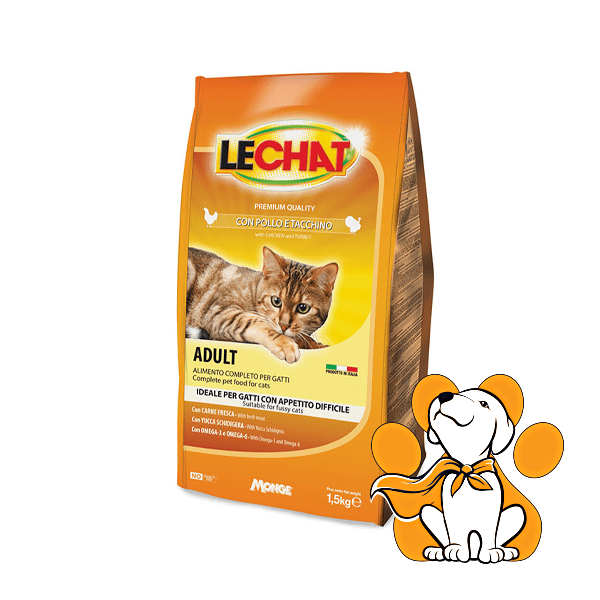 LeChat Adult Kibbles With Chicken And Turkey 1.5kg, Piletina i Ćuretina