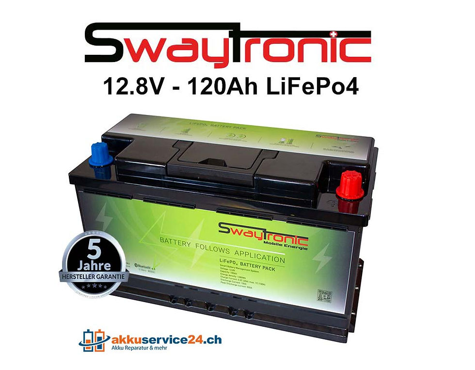 SWAYTRONIC LiFePO4 Speicherbatterie 12.8V 120Ah mit Bluetooth