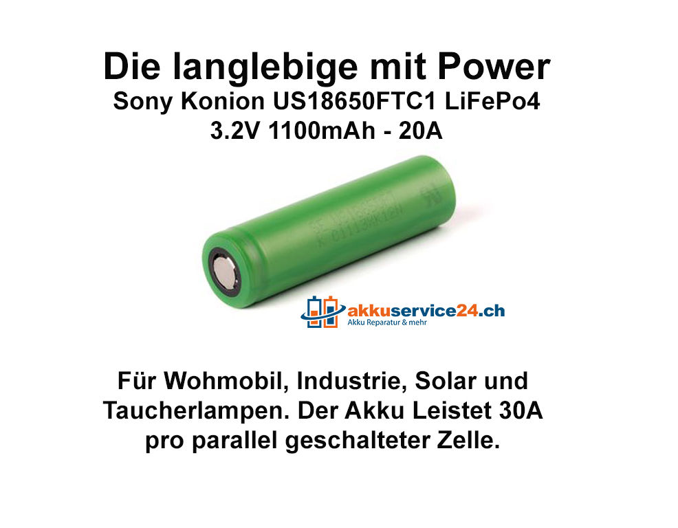 Sony Konion US18650FTC1 LiFePo4 - Preis pro verbaute Zelle im AkkupackSony