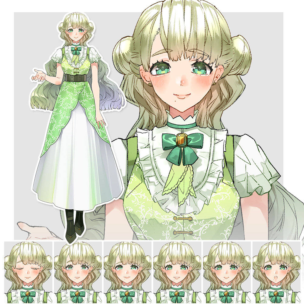 上品な淡い緑の女性キャラクター 無料 有料 ゲーム素材impro