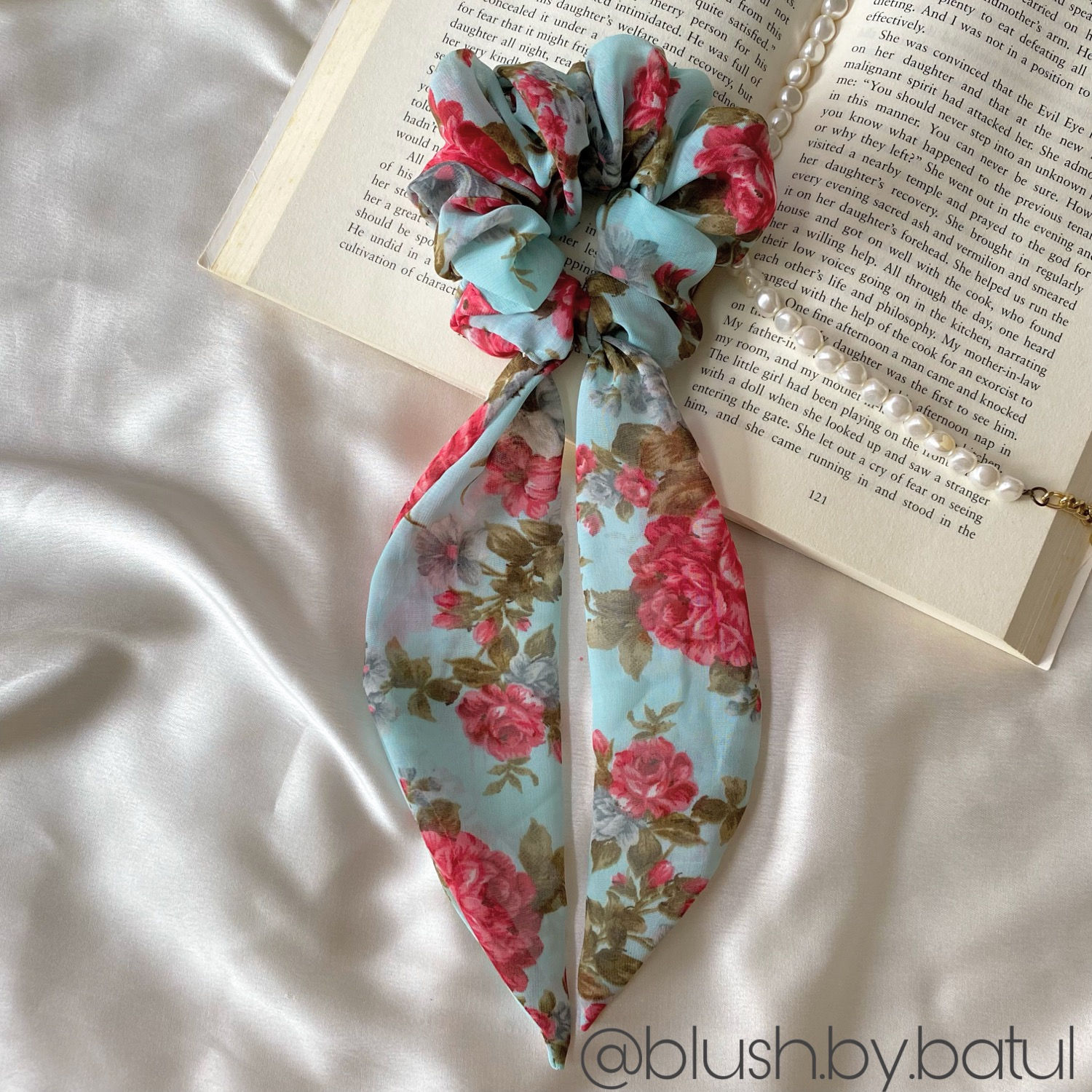 Sea green scarf-knot scrunchie