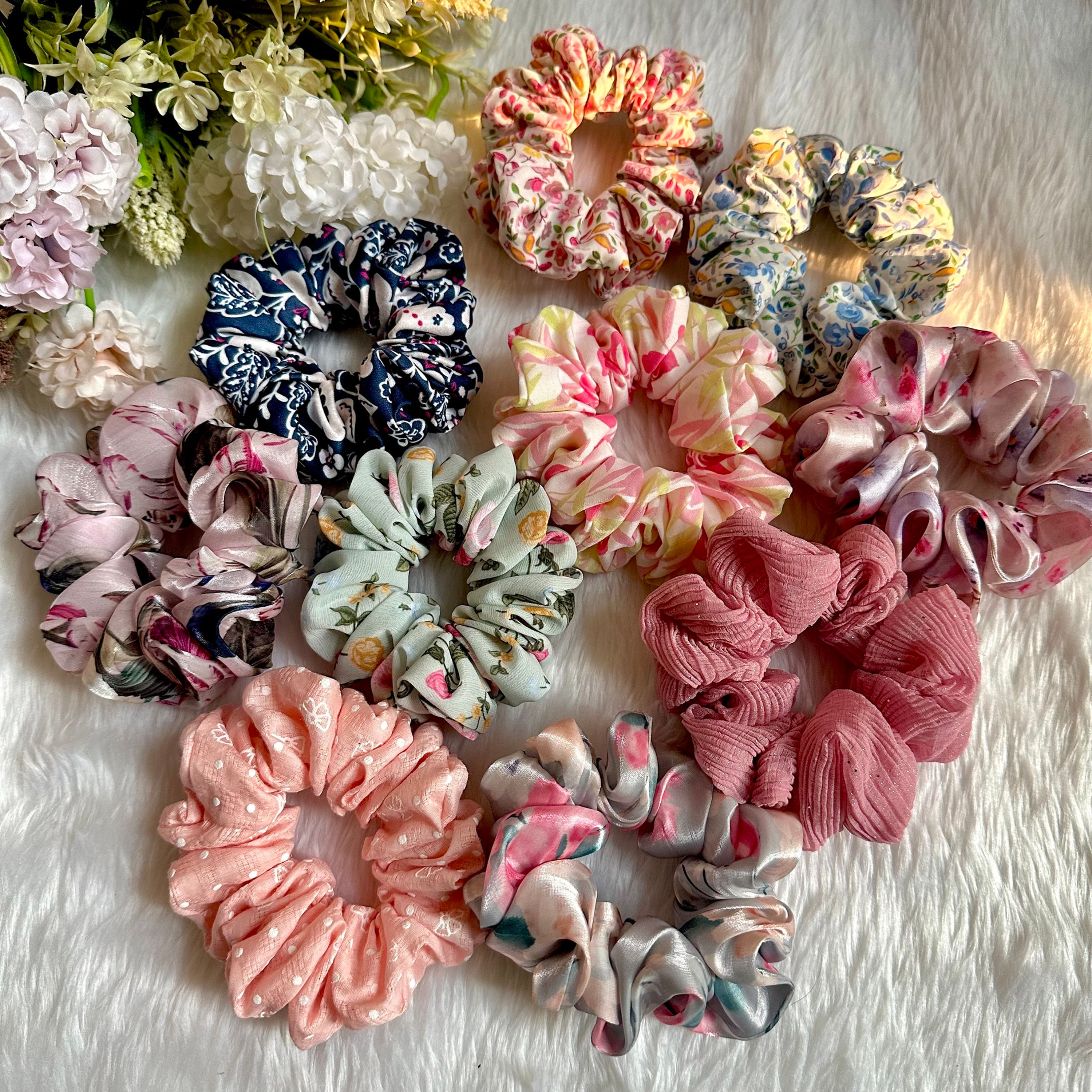 Floral scrunchies