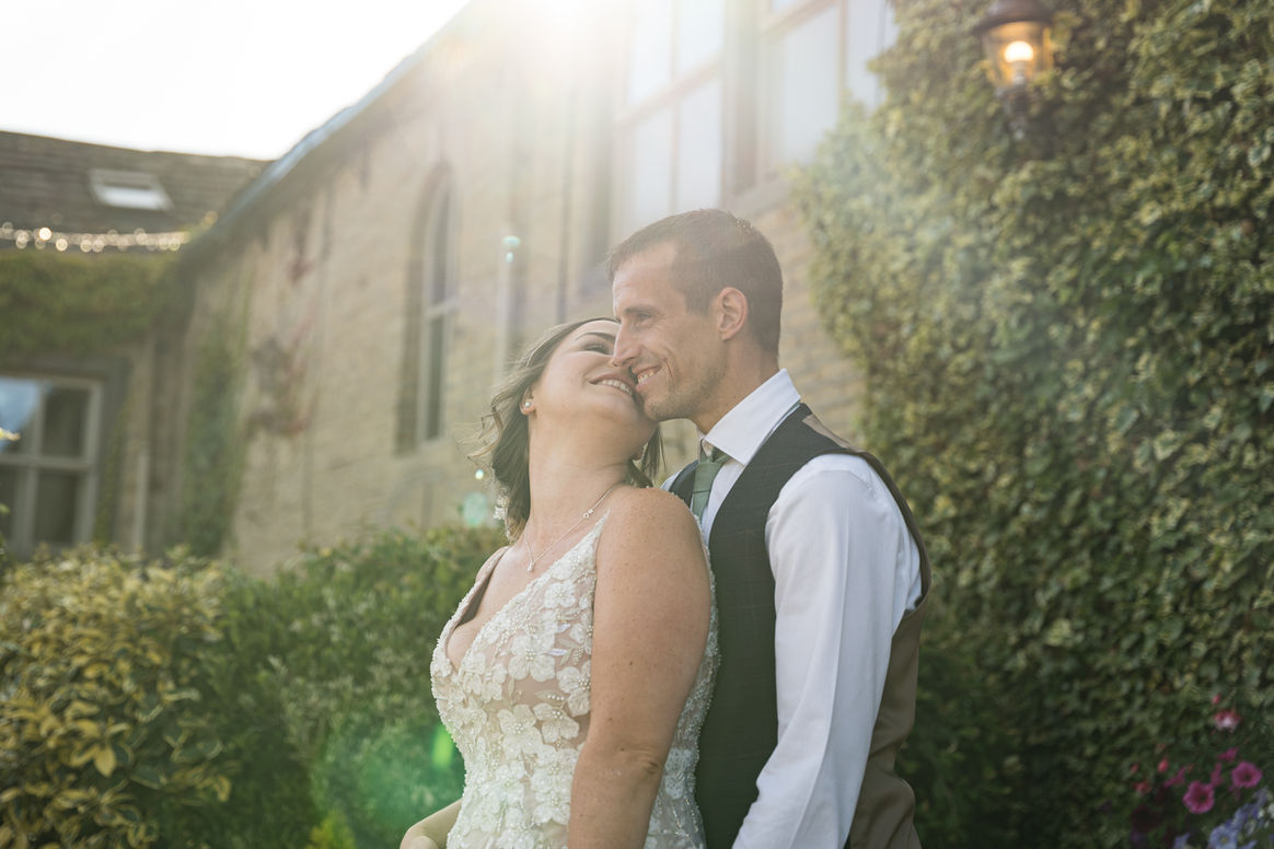 wedding Couple posing at The fleece countryside inn, Halifax