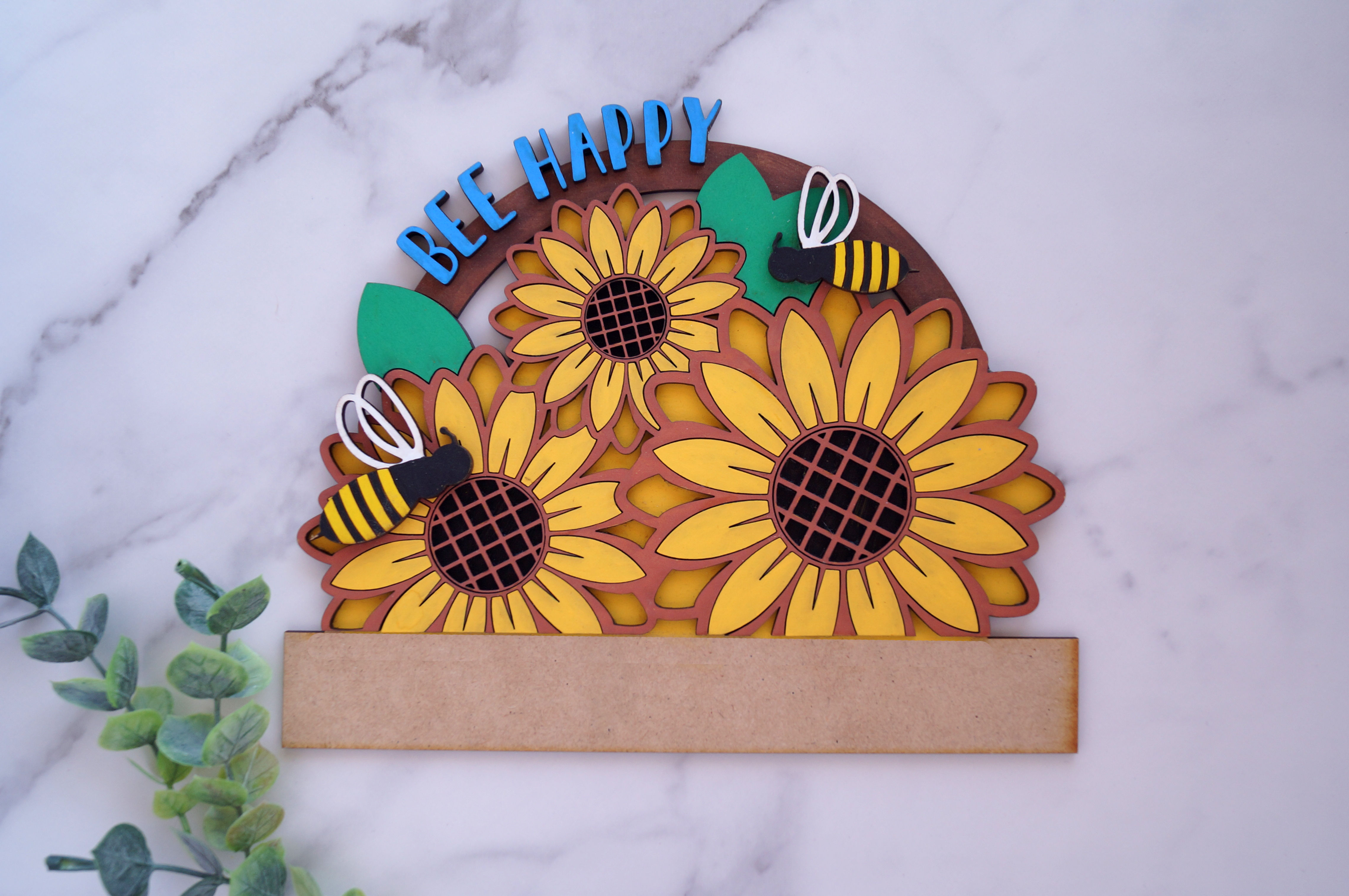 Bee Happy Circle Sign Insert