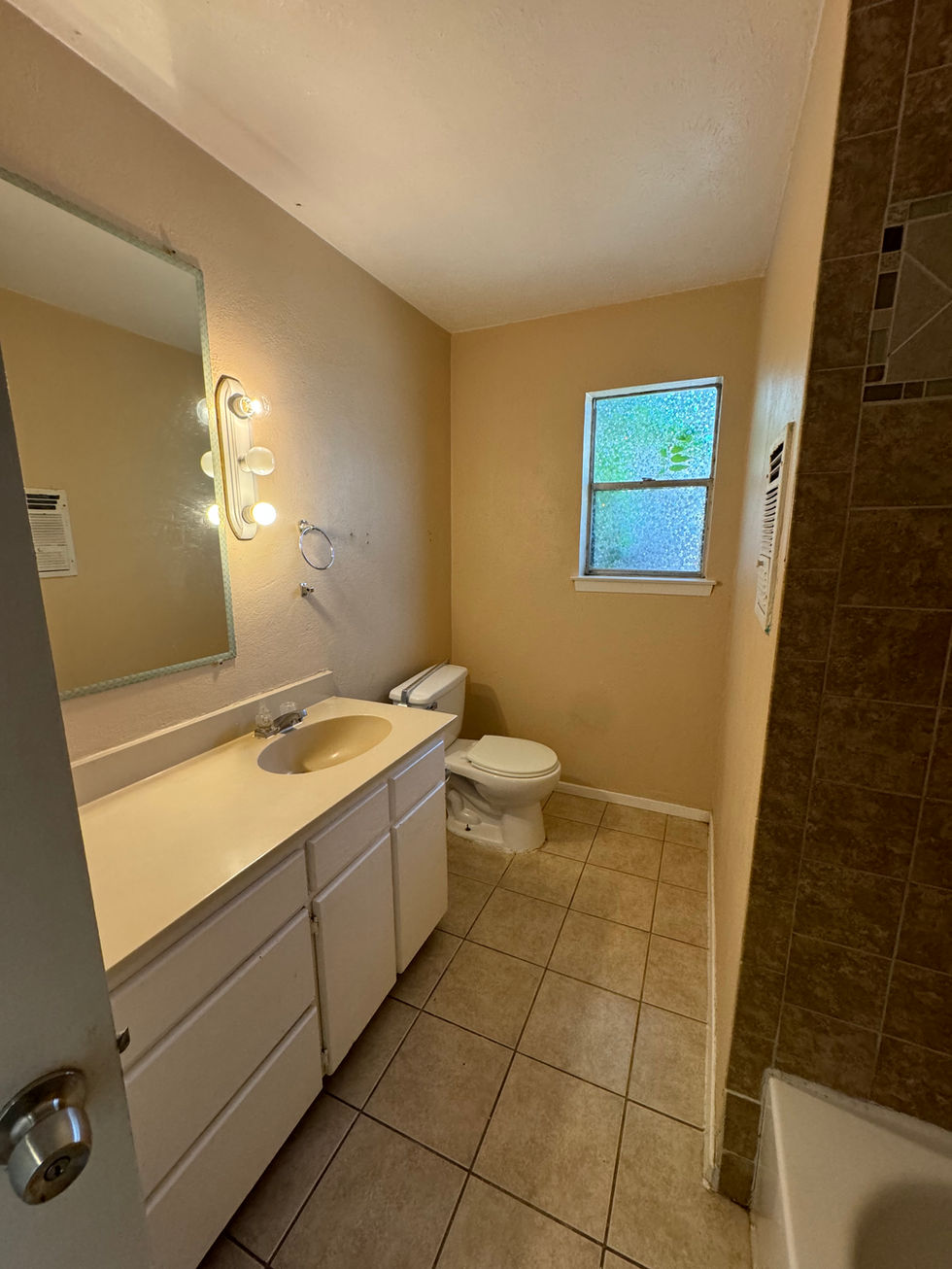 a bathroom with a toilet a sink and a mirror