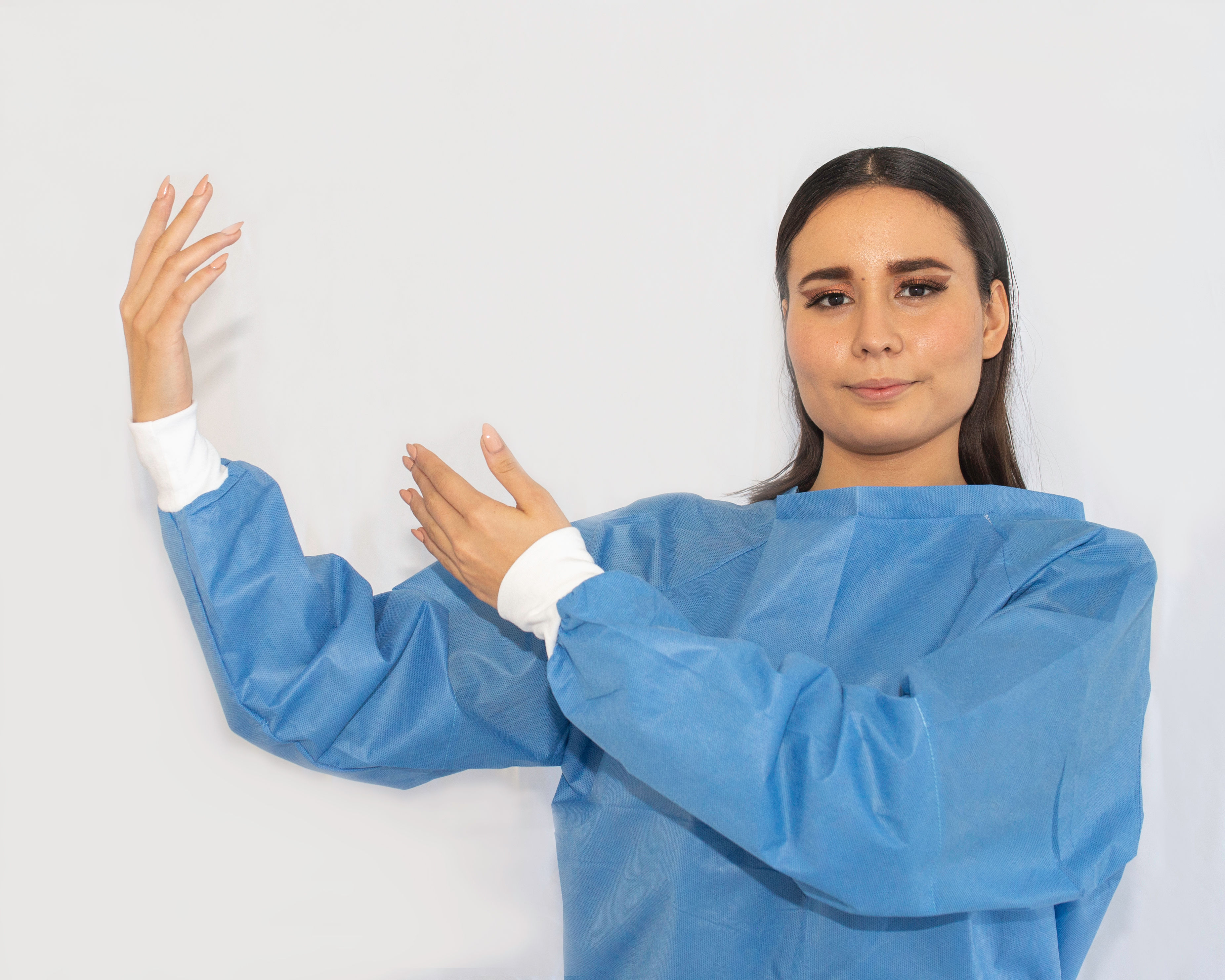 Bata quirúrgica reforzada, con puño - 45g + 22g Azul