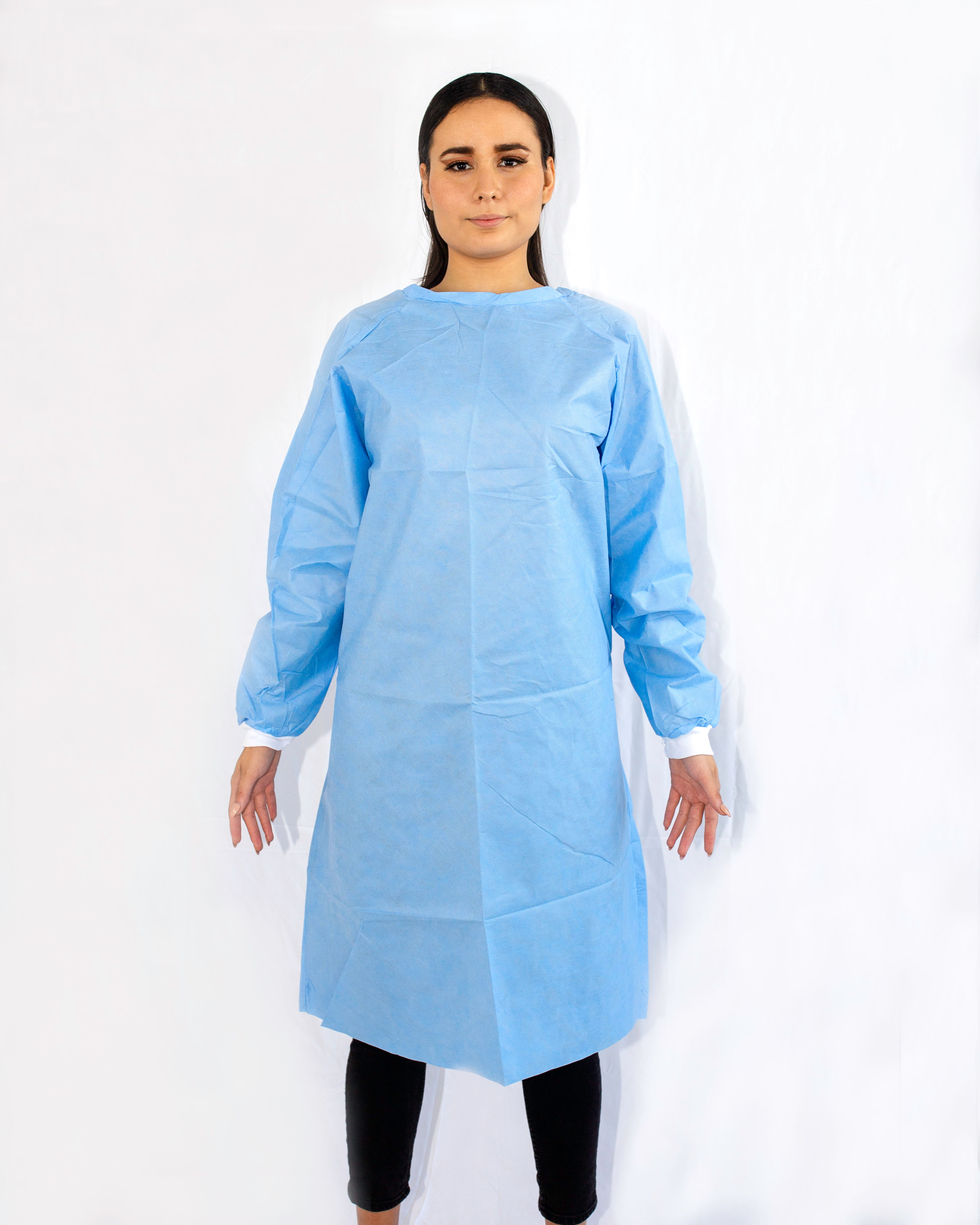 Bata quirúrgica con puño y velcro -35g - Azul