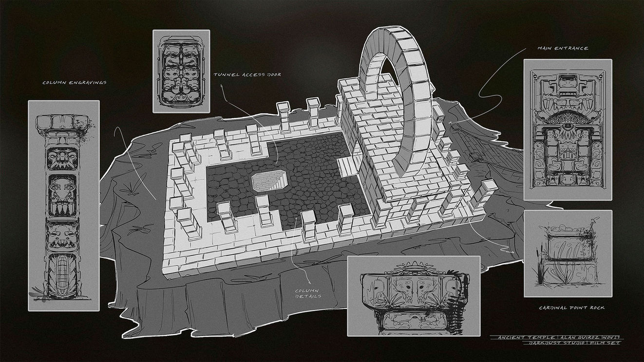concept art de un templo antiguo