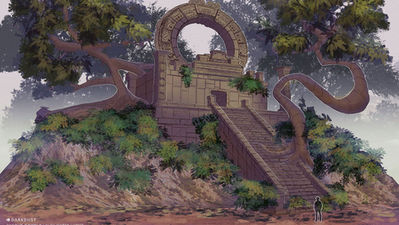 concept art de un templo antiguo