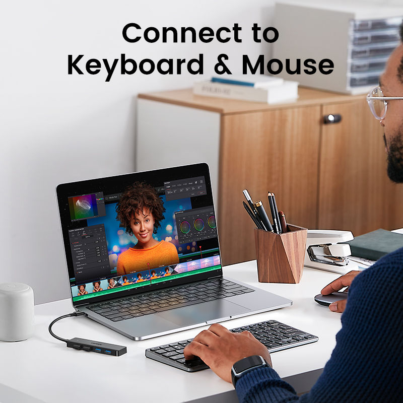 Thumbnail: UGREEN USB3.0 HUB 4 Ports USB-A Splitter Slim USB Expander for Mouse Keyboard Fl