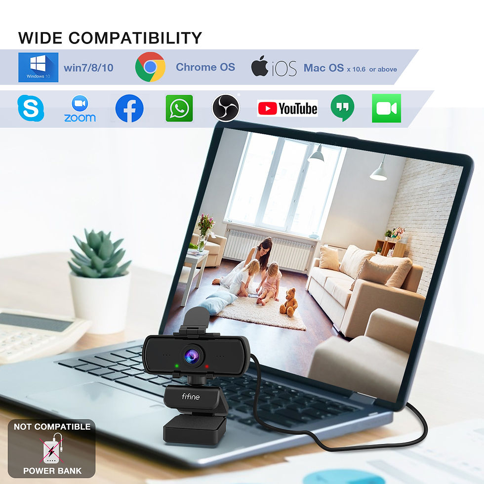 Thumbnail: FIFINE 1440p Full HD PC Webcam with Microphone, tripod, for USB Desktop & Laptop