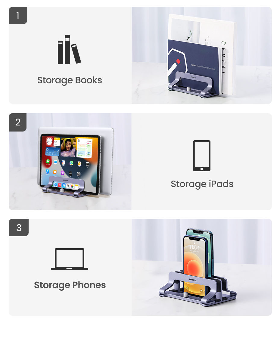 Thumbnail: UGREEN Vertical Laptop Stand Holder Foldable Aluminum Notebook Stand Laptop Tabl