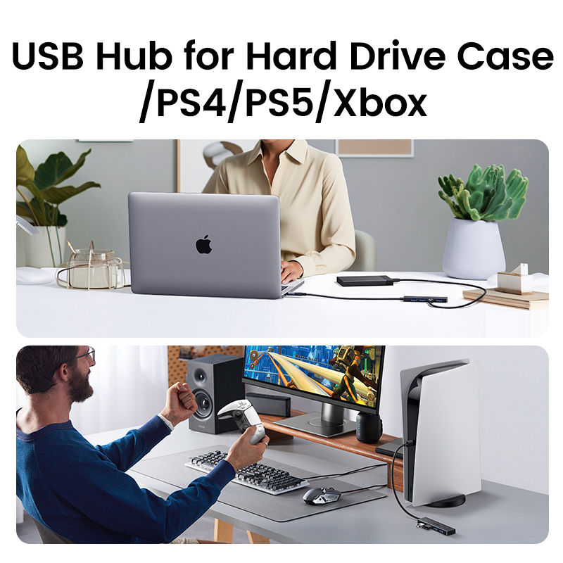 Thumbnail: UGREEN USB3.0 HUB 4 Ports USB-A Splitter Slim USB Expander for Mouse Keyboard Fl
