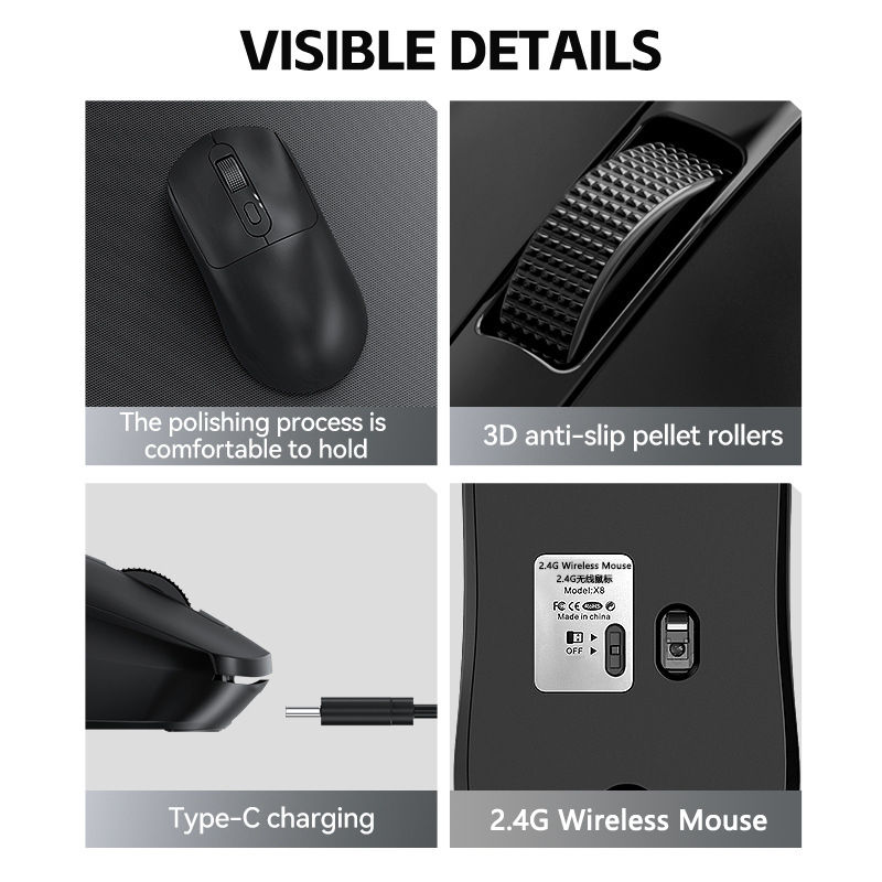 Thumbnail: Warvank X8 Wireless Gaming Mouse 500mAh TYPE-C Rechargeable