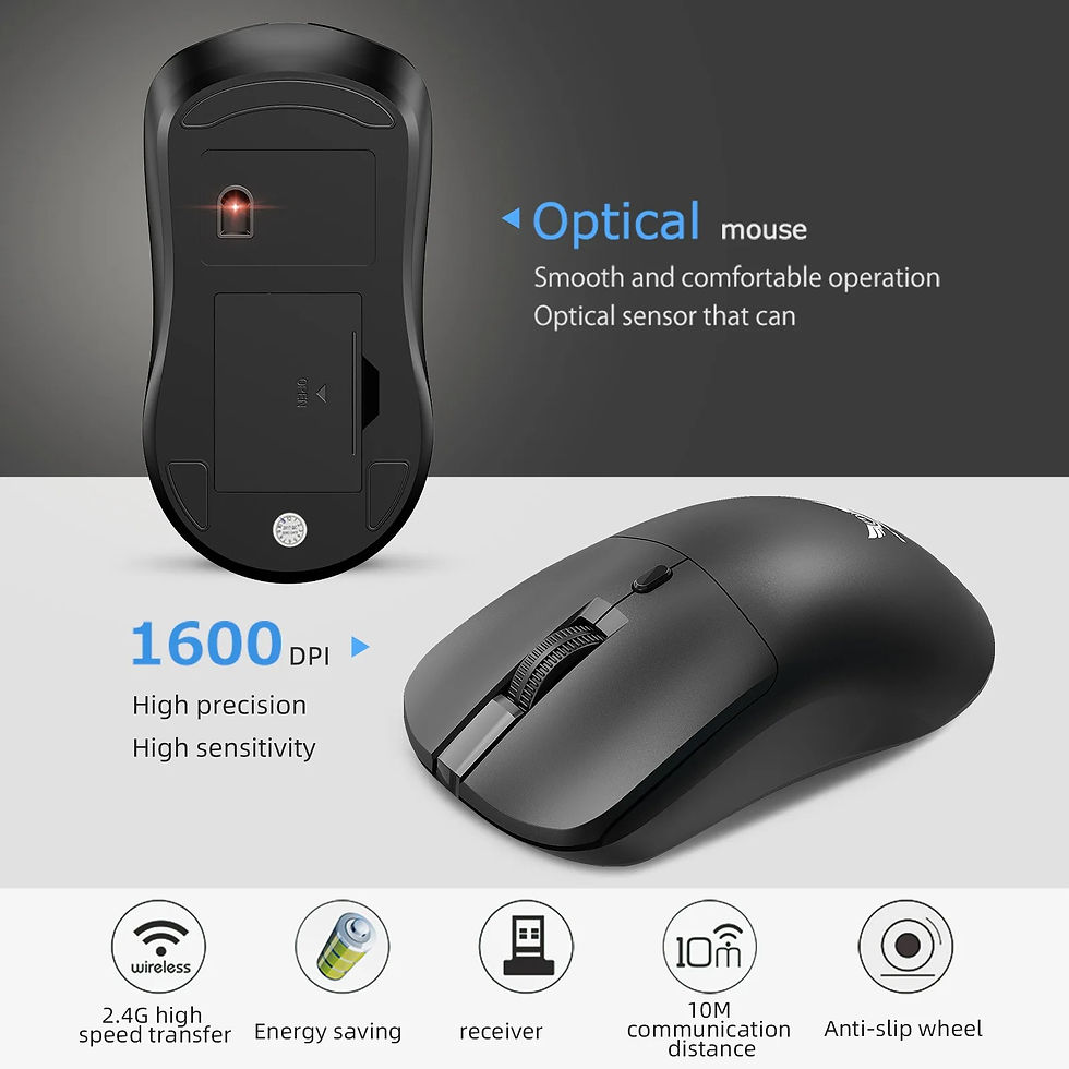Thumbnail: 2.4G Wireless Mouse Gaming Ergonomic 800-1200-1600 DPI - Rechargeable Office
