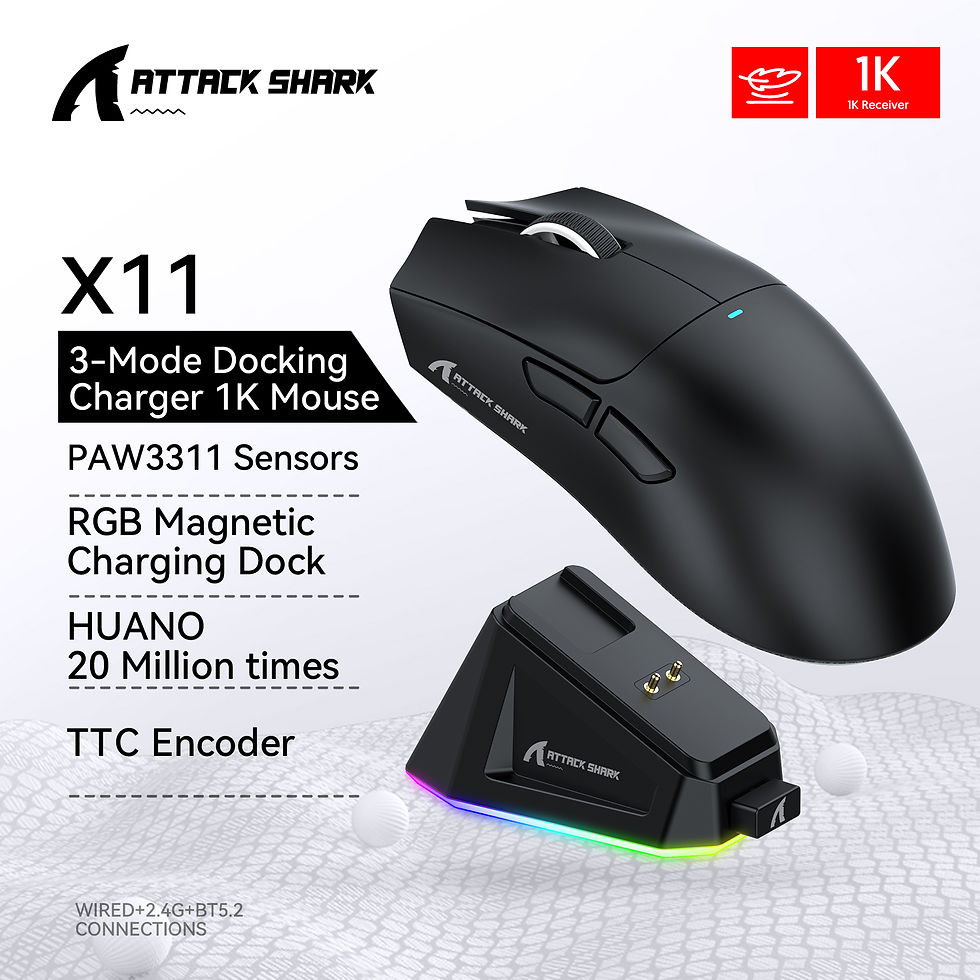 Thumbnail: Attack Shark R1 X11 Wireless Gaming Mouse, 18K DPI PAW3311, Tri-Mode Bluetooth/2