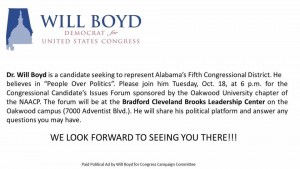 Congressional Candidates Issues Forum, Dr. Will Boyd & Mo Brooks