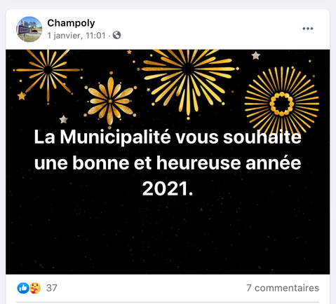 Champoly : une publication Facebook pour la nouvelle année
