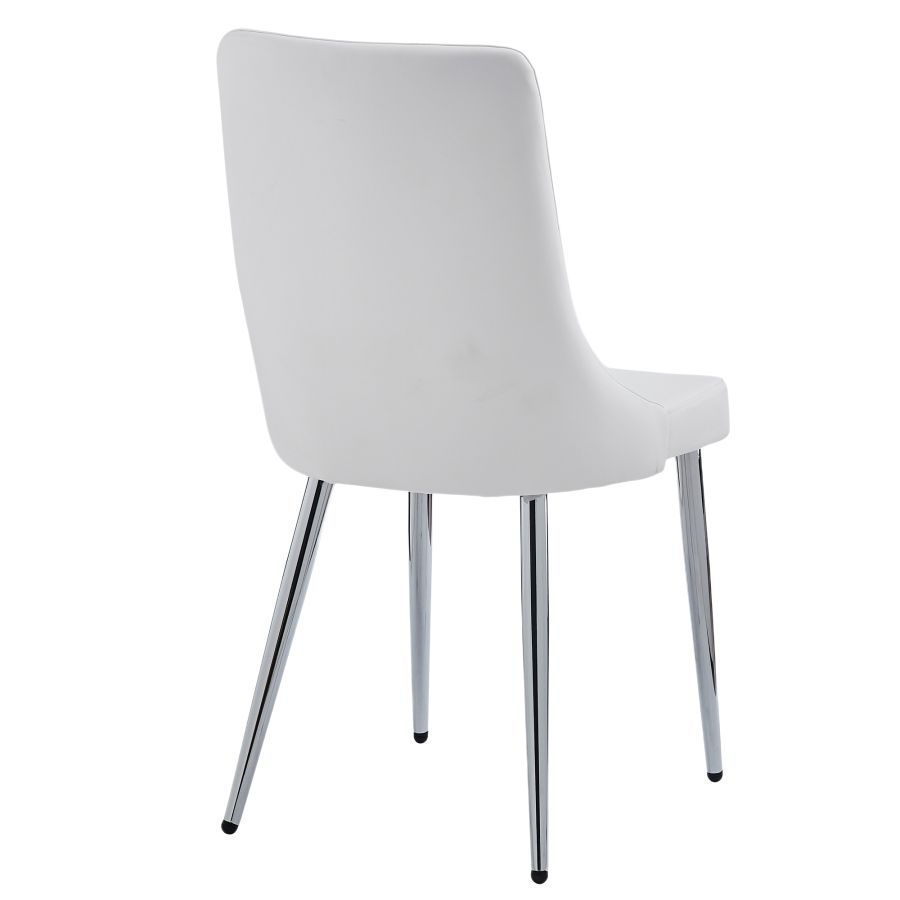 Thumbnail: Solara/Devo 5pc Dining Set in Chrome with White Chair