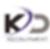 K&D logo. K and D with a curved shape inbetween