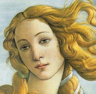 Botticelli creó el ideal femenino del Quattrocento, tomando como modelo a Simonetta Vespucci; detalle del Nacimiento de Venus