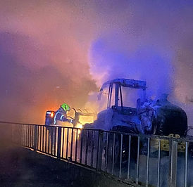 Barn fire in Luckett near Callington sees tractor burn