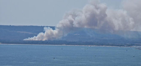 Firefighters battle to bring massive Studland fire under control