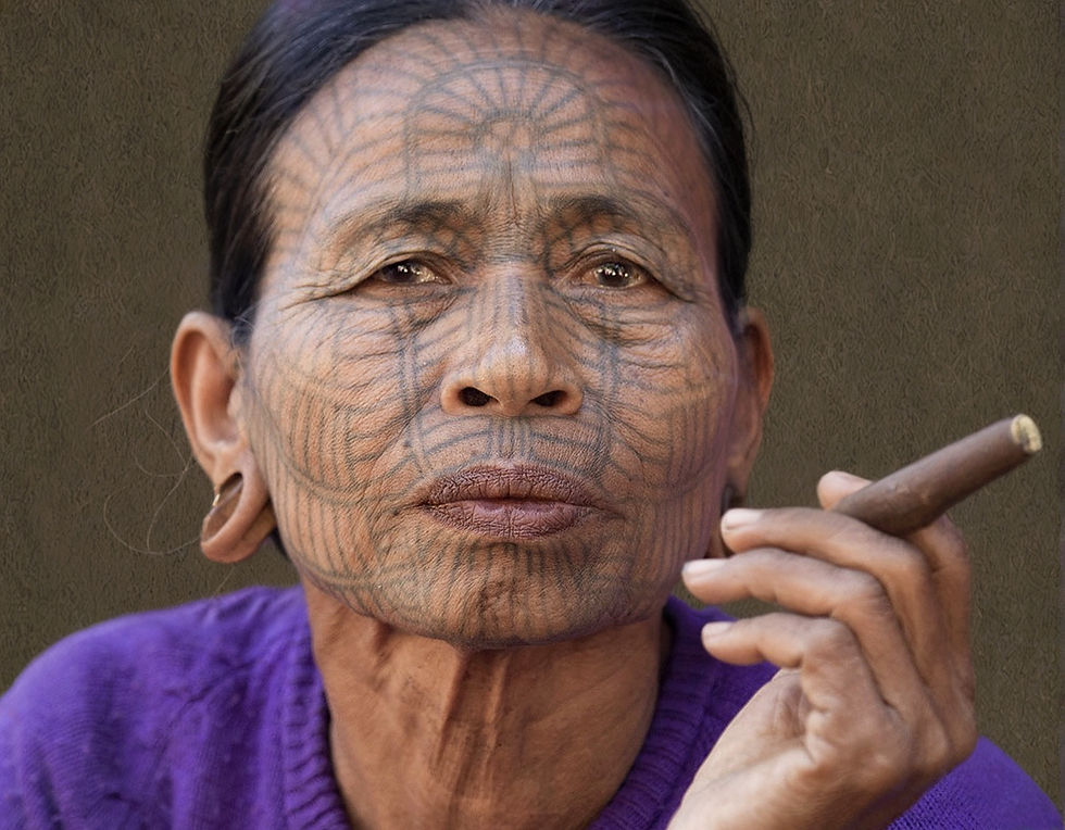 Myanmar, Chin Village tattooed tribe