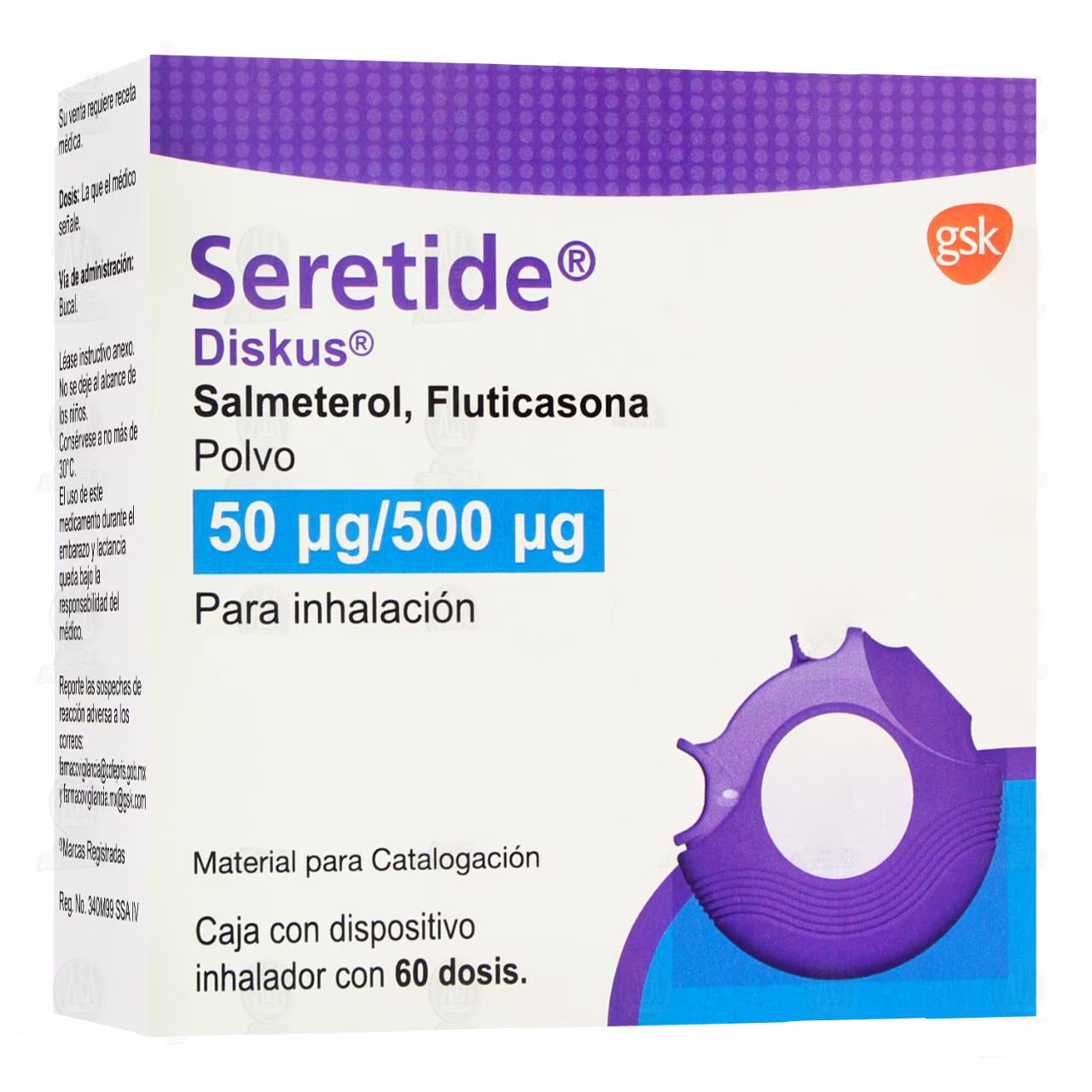 Seretide Diskus Polvo 50mcg/500mcg, 60 Dosis.