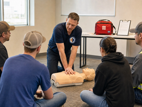 Alberta OHS first aid training — CPR demonstration for workplace certification