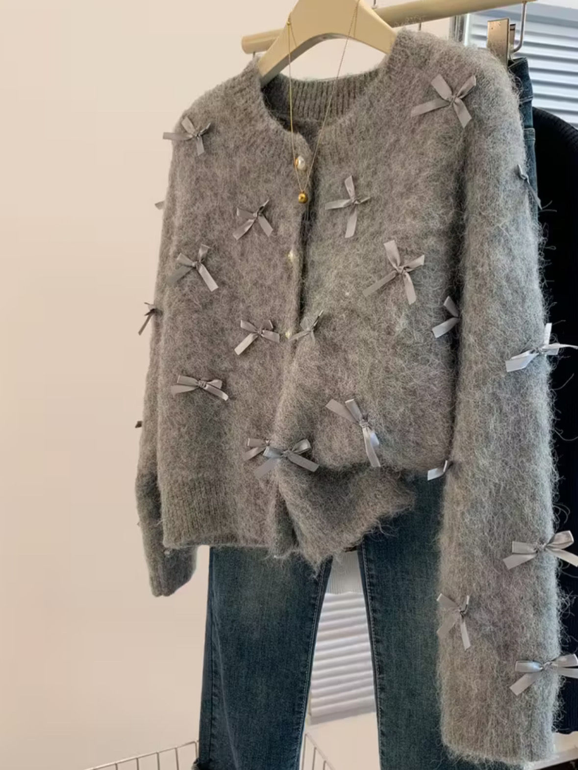 リボンカーディガン