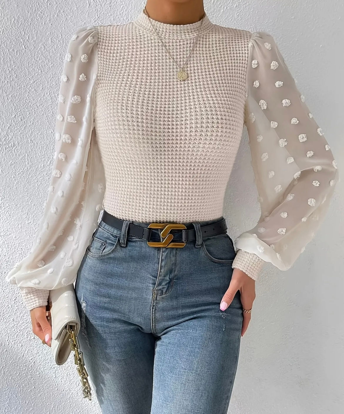 エレガント モックネックトップ