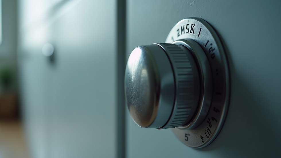 Close-up view of a water heater thermostat dial